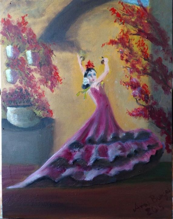 Ζωγραφική με τίτλο ""Aire Flamenco"" από Jorge Arias Burgos, Αυθεντικά έργα τέχνης, Λάδι