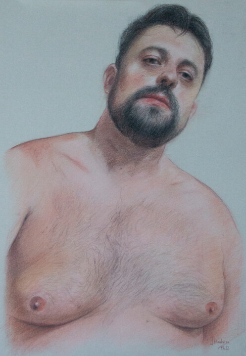 Drawing titled "Paulin portrait" by Jorge Bandarra, Original Artwork, Pastel