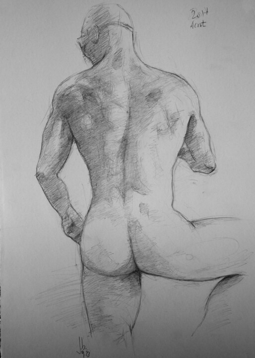 Zeichnungen mit dem Titel "Captain Acrat nude…" von Jorge Bandarra, Original-Kunstwerk, Graphit