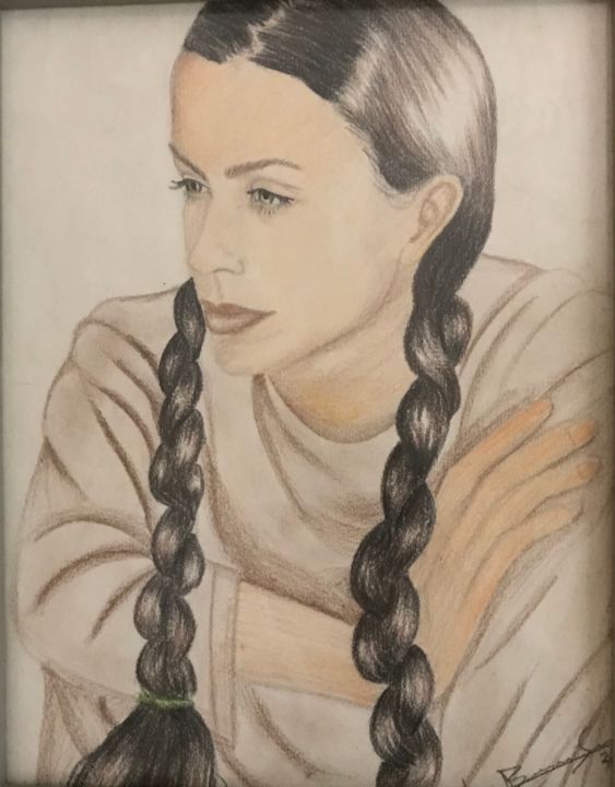 Drawing titled "Alanis Morissette" by Jorge Barros, Original Artwork, Pastel