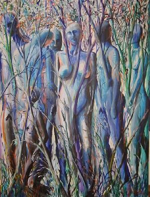Painting titled "Human Trees" by Jorge Gonçalves-Romero, Original Artwork
