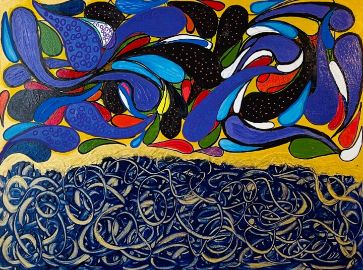 Pintura titulada "Petals on the Water" por Jorge Gonzalez, Obra de arte original, Acrílico Montado en Bastidor de camilla de…