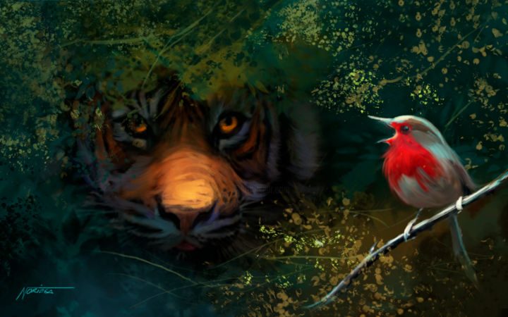 Arte digital titulada "lion-bird.jpg" por Noriega Art, Obra de arte original, Trabajo Digital 2D