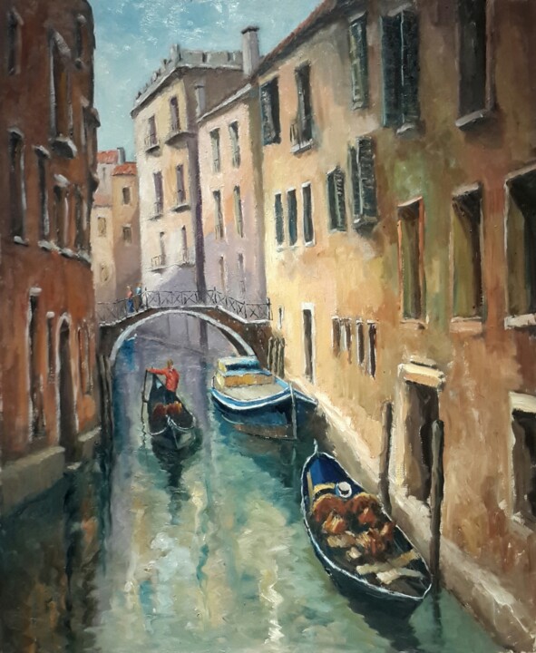 Картина под названием "Venecia" - Jorge Pizzanelli, Подлинное произведение искусства, Масло
