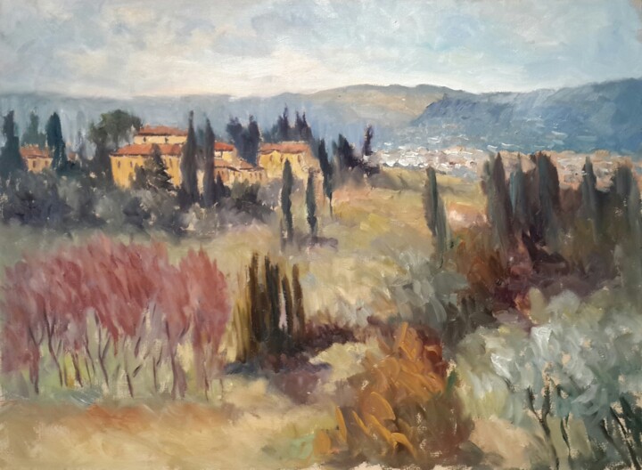 Картина под названием "La Toscana" - Jorge Pizzanelli, Подлинное произведение искусства, Масло