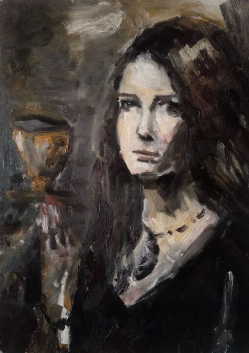 Painting titled "Circe" by Jorge Quiros, Original Artwork, Oil