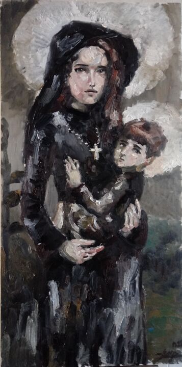 Pintura intitulada "A Mãr de Deus ( The…" por Jorge Quiros, Obras de arte originais, Óleo