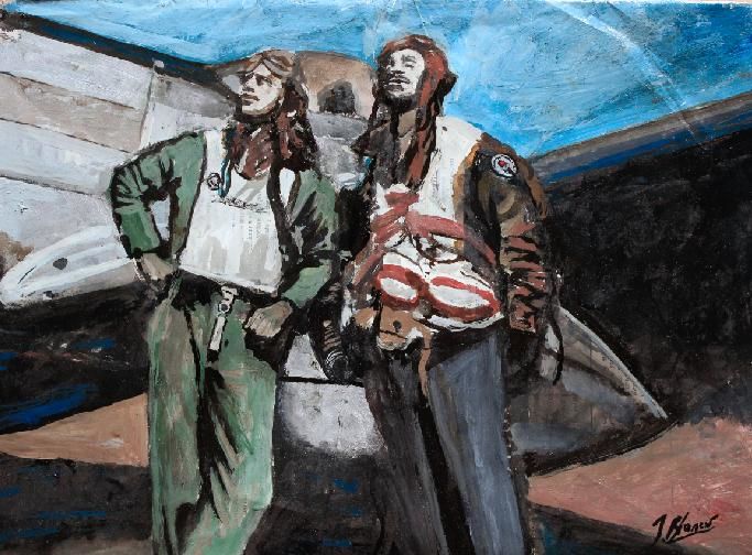 Painting titled "aviadores" by Jorgefabian Blanco, Original Artwork, Oil
