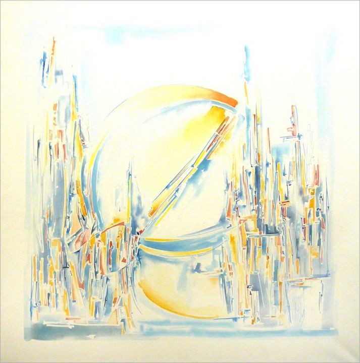 Painting titled "Lumière" by Jorge Coelho, Original Artwork, Watercolor