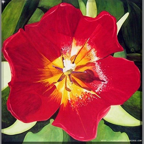 Painting titled "Tulip" by Jorge Gallardo, Original Art, Oil