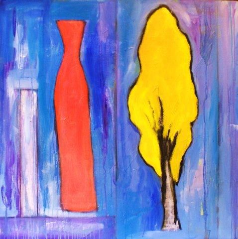 Peinture intitulée "Arbol amarillo" par Jorge Galvez Tapia, Œuvre d'art originale, Huile