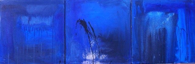 Peinture intitulée "Triptico de azules" par Jorge Galvez Tapia, Œuvre d'art originale, Huile