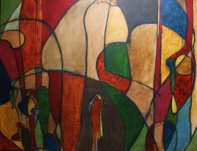 Peinture intitulée "vitrales" par Jorge Galvez Tapia, Œuvre d'art originale, Huile