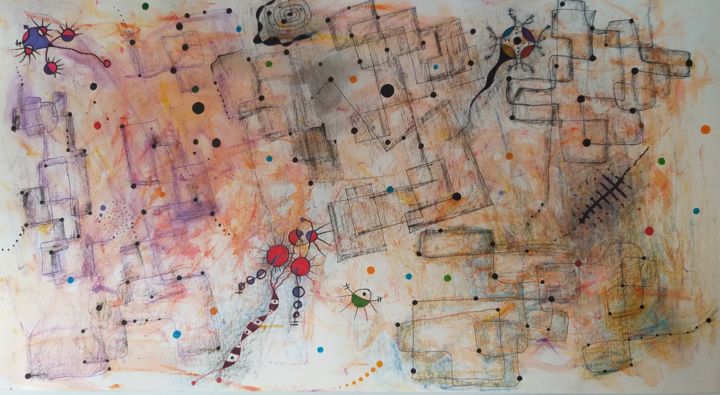 Desenho intitulada "Flutuações" por Jorge Malvii, Obras de arte originais, Aquarela