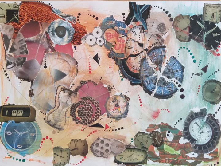 Collages intitolato "O caos do tempo" da Jorge Malvii, Opera d'arte originale, Collages