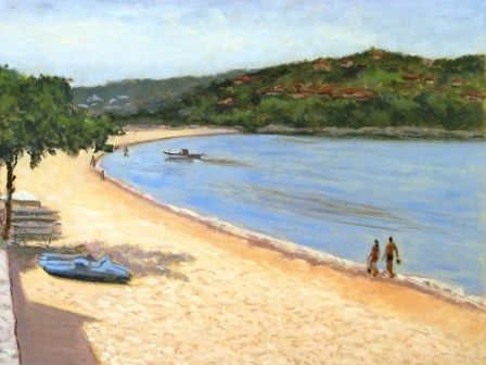 Pittura intitolato "Praia da Ferradura,…" da Jorge Novaes, Opera d'arte originale, Olio