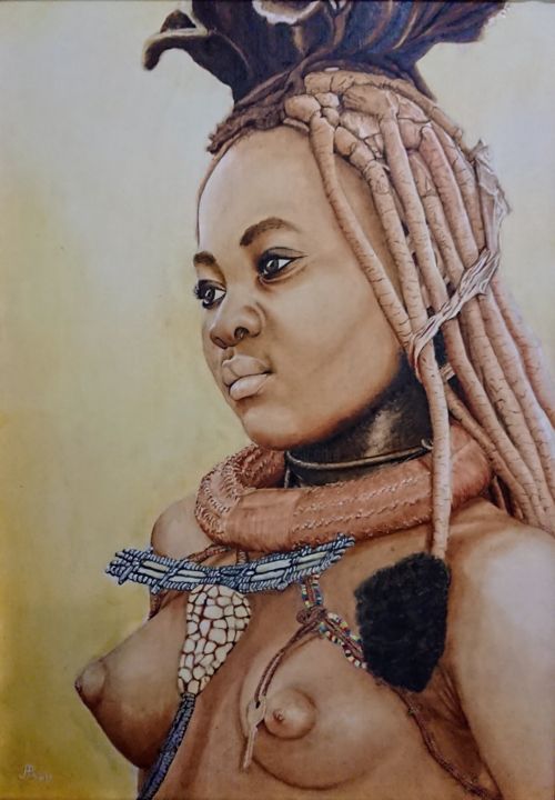 Painting titled "Nostalgia Himba" by Jorge Antonio Paredes, Original Artwork, Oil