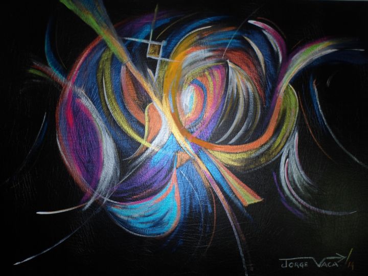 Pintura titulada "yin-yang-astral-acr…" por Galería De Arte Ecuador Jorge  Rafael Vaca Ochoa, Obra de arte original