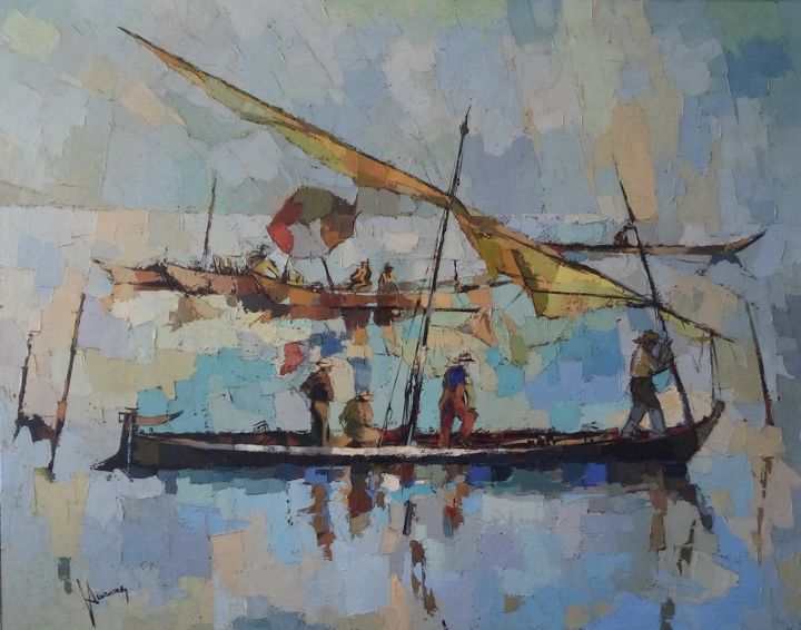 Peinture intitulée "La lagune - La lagu…" par Jori Duran, Œuvre d'art originale, Huile