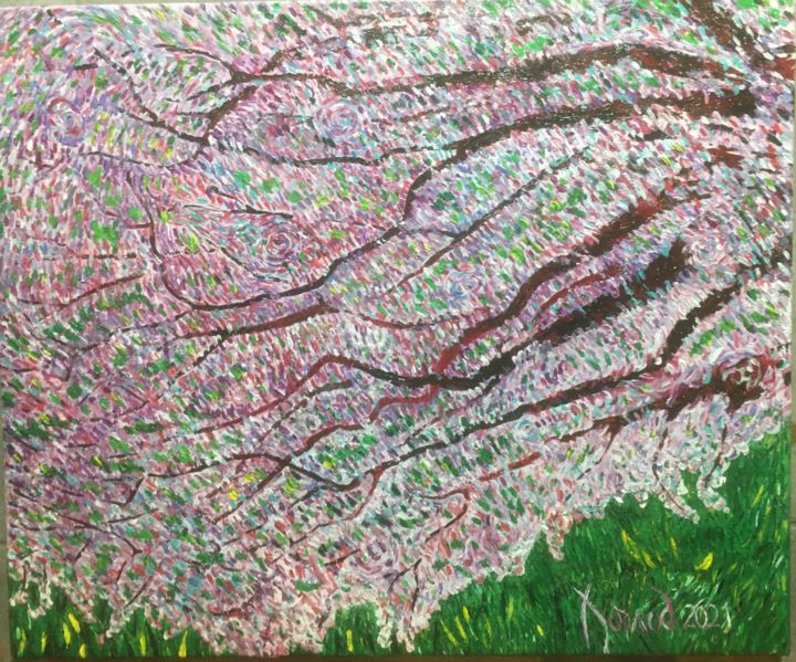Peinture intitulée ""Sakura"" par François Jornod, Œuvre d'art originale, Acrylique