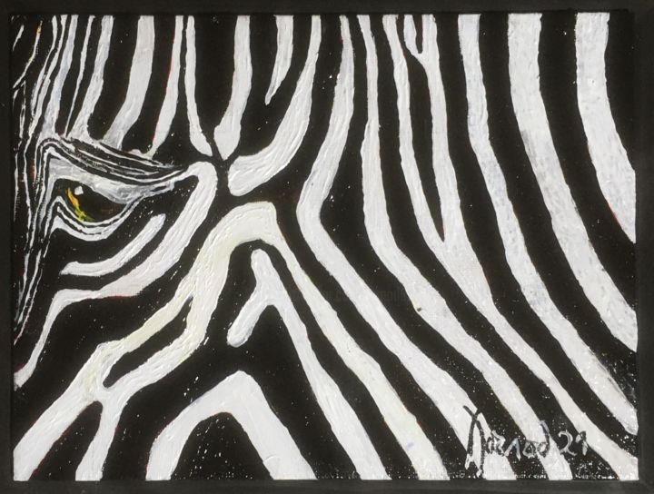 Painting titled ""Zebra"" by François Jornod, Original Artwork, Acrylic