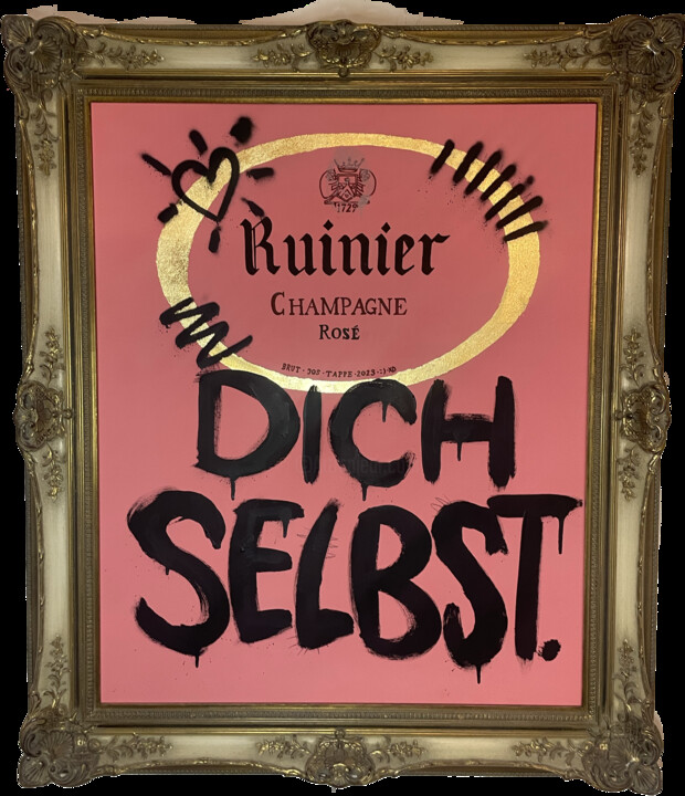「RUINIER DICH SELBST」というタイトルの絵画 Jos Tappeによって, オリジナルのアートワーク, アクリル ウッドパネルにマウント