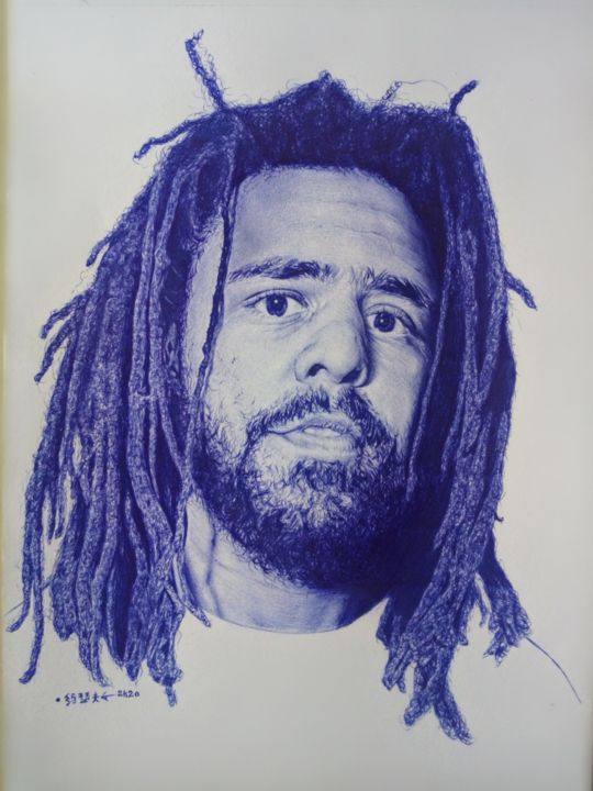 Dessin intitulée "Jermaine Lamarr Col…" par José Agube, Œuvre d'art originale, Stylo à bille