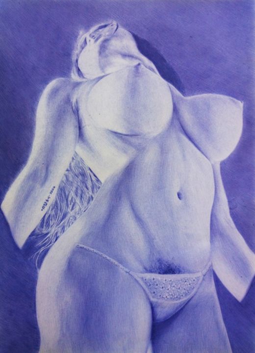 Drawing titled "Nude arte" by José Agube, Original Artwork, Ballpoint pen