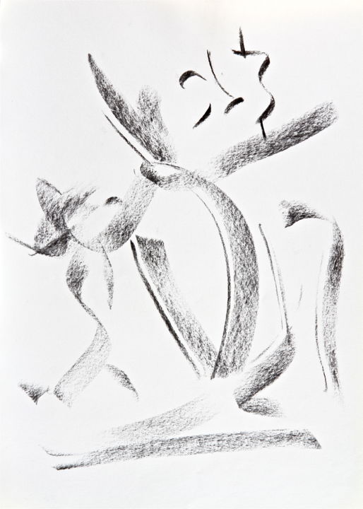 Σχέδιο με τίτλο "tableau-n-16-fusain…" από José Bosch, Αυθεντικά έργα τέχνης, Κάρβουνο