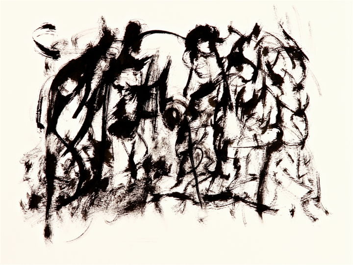 Рисунок под названием "orphee-et-les-bacch…" - José Bosch, Подлинное произведение искусства, Чернила