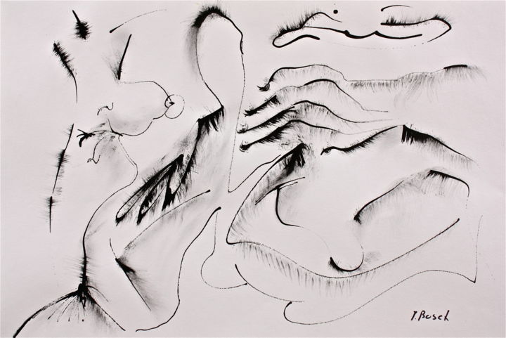 Drawing titled "l-approche" by José Bosch, Original Artwork