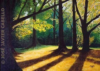 Pintura titulada "Claro de un bosque" por José Cabello, Obra de arte original, Oleo