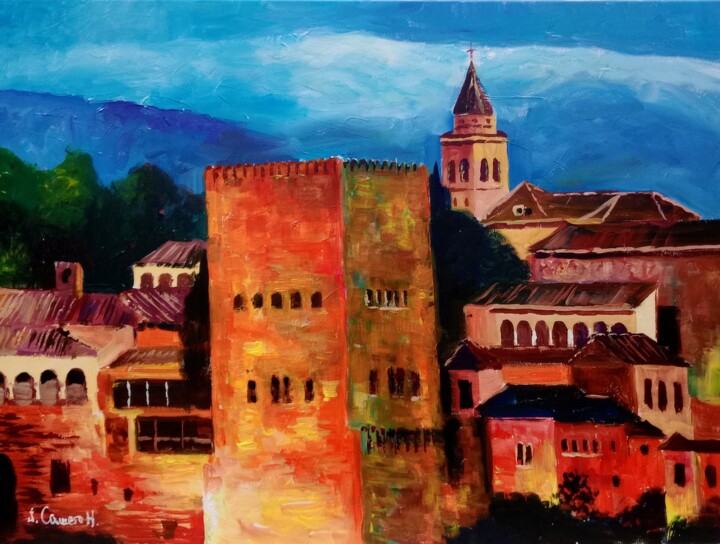 Painting titled "Alhambra. Granada.…" by Jose Camero Hernandez, Original Artwork, Acrylic