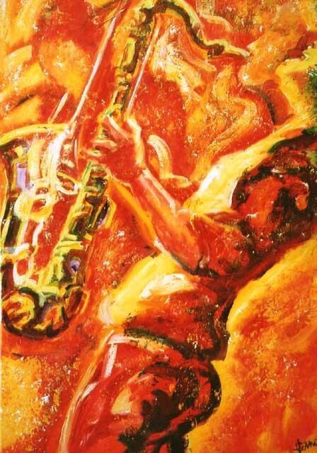 Painting titled "sax d'or" by José Cano, Original Artwork