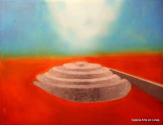 Pintura titulada "Pirámide de Cuicuil…" por José Contreras, Obra de arte original, Oleo