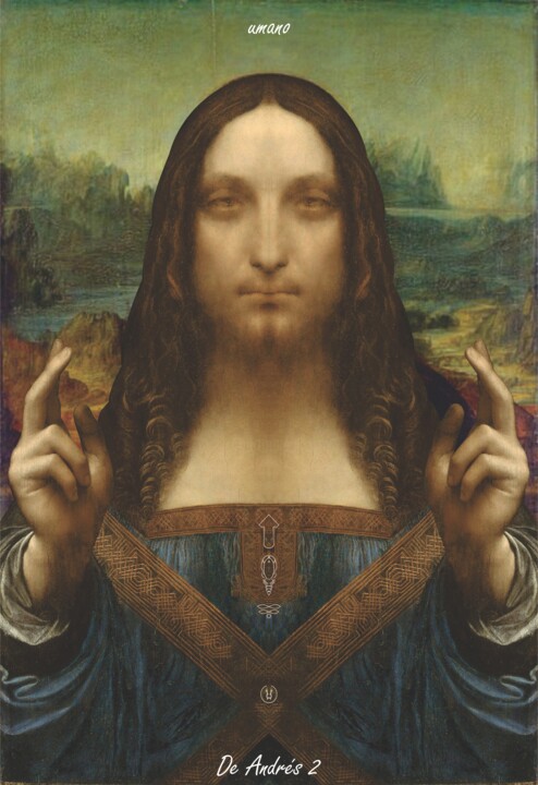 Grafika cyfrowa / sztuka generowana cyfrowo zatytułowany „Salvator Mundi Human” autorstwa Jose De Andrés, Oryginalna praca,…