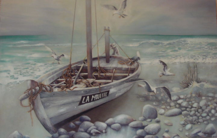 Painting titled "LA MOUETTE" by José Garcia (GARBEL), Original Artwork, Acrylic