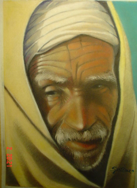 Dessin intitulée "AFRICAIN" par José Garcia (GARBEL), Œuvre d'art originale, Pastel