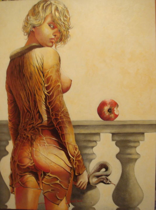 「EVA A LA POMME」というタイトルの絵画 José Garcia (GARBEL)によって, オリジナルのアートワーク, アクリル