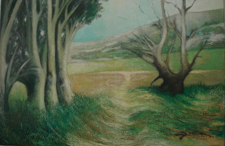 Painting titled "PAYSAGE" by José Garcia (GARBEL), Original Artwork, Pastel