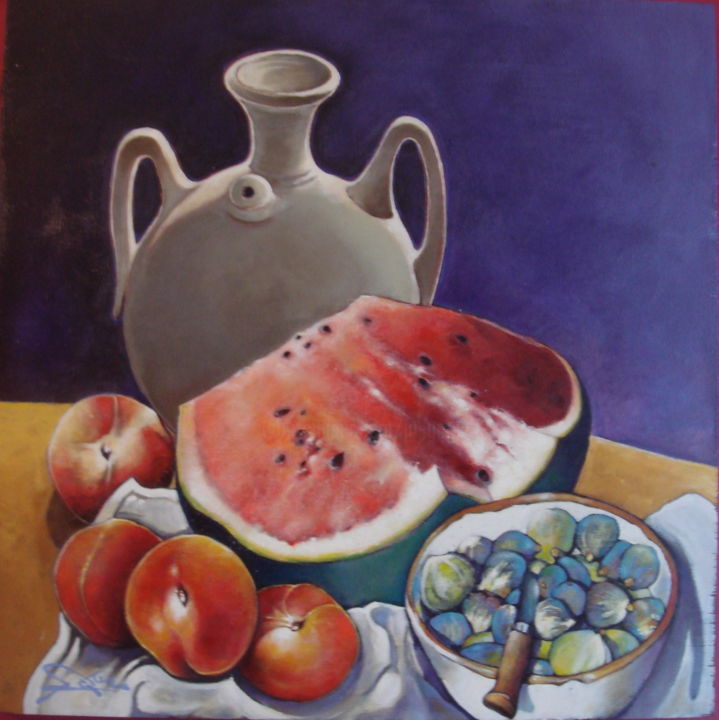 Peinture intitulée "Nature morte a la p…" par José Garcia (GARBEL), Œuvre d'art originale, Acrylique