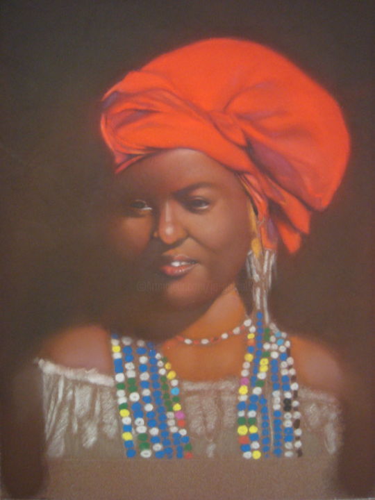 「Portrait d'africaine」というタイトルの描画 José Garcia (GARBEL)によって, オリジナルのアートワーク, パステル