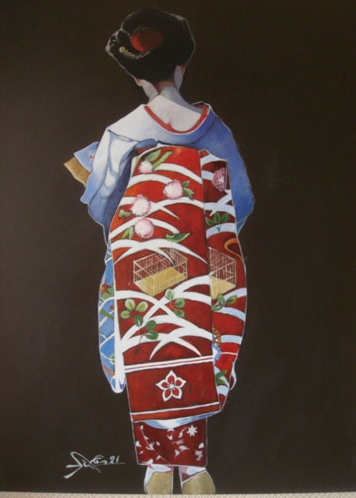 Peinture intitulée "GEISHA2" par José Garcia (GARBEL), Œuvre d'art originale, Acrylique
