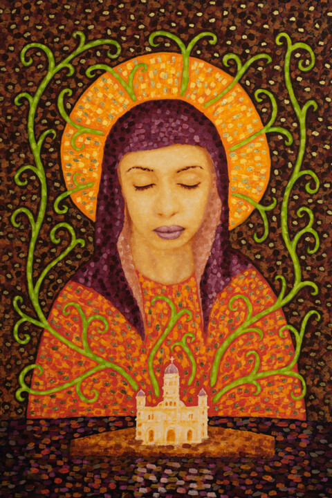Pintura titulada "Our Lady of Charity…" por José Gislero, Obra de arte original, Acrílico Montado en Bastidor de camilla de…