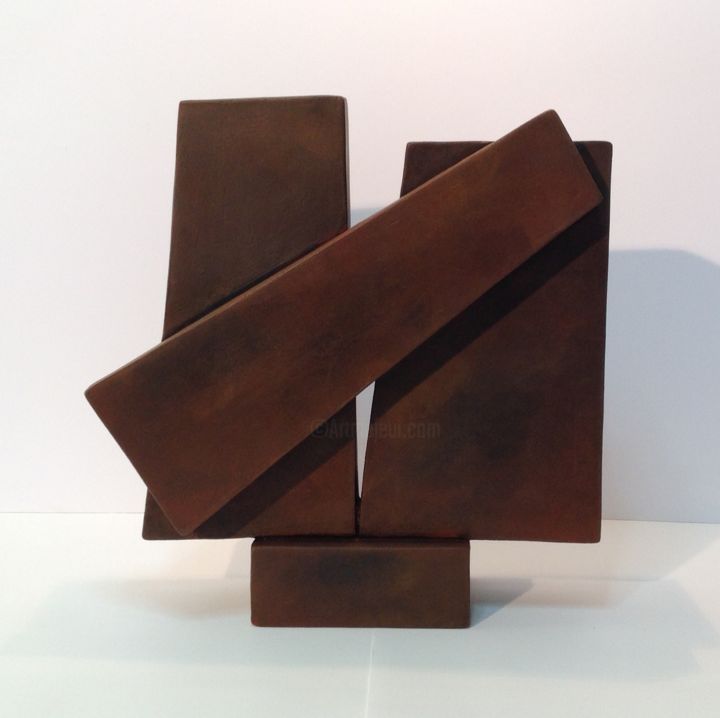 Sculpture titled "Geometrix 1" by Jose Hernandez, Original Artwork, Terra cotta