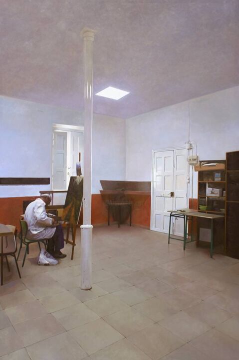 Pintura titulada "La columna" por Jose Higuera, Obra de arte original, Oleo