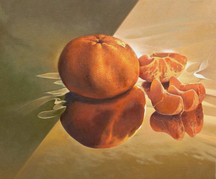 Painting titled "Mandarinas" by Jose Higuera, Original Artwork, Oil
