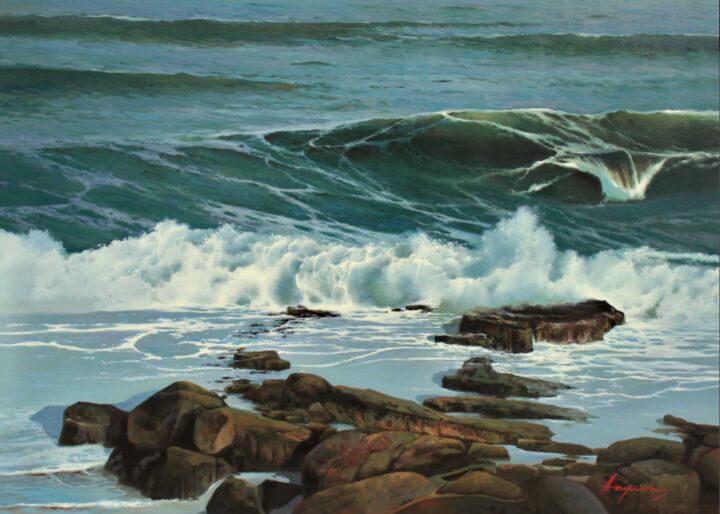 Pintura titulada "Mar brava" por Jose Higuera, Obra de arte original, Oleo