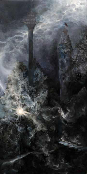 Painting titled "<Le brouillard>" by Yi, Original Art, Pigments