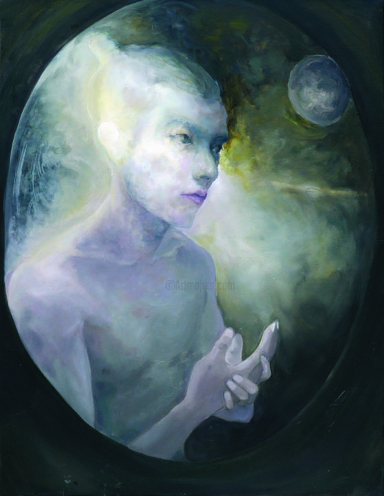 Painting titled "<Nuit de lune>" by Yi, Original Art, Pigments
